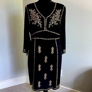 Garnet Hill black knee length dress, size 8, never worn-excellent condition.